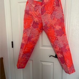 J. Crew Vibrant Floral Ankle Pants - Red and Pink